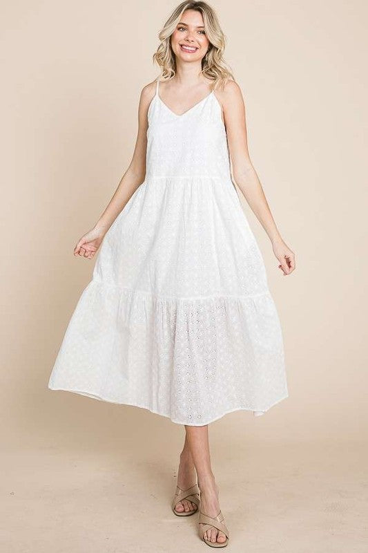 CAMI EYELET MIDI DRESS