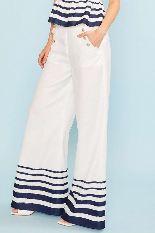 SIDE BUTTONS WIDE LEG PANT