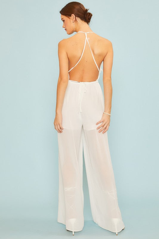 RUFFLE HALTER JUMPSUIT