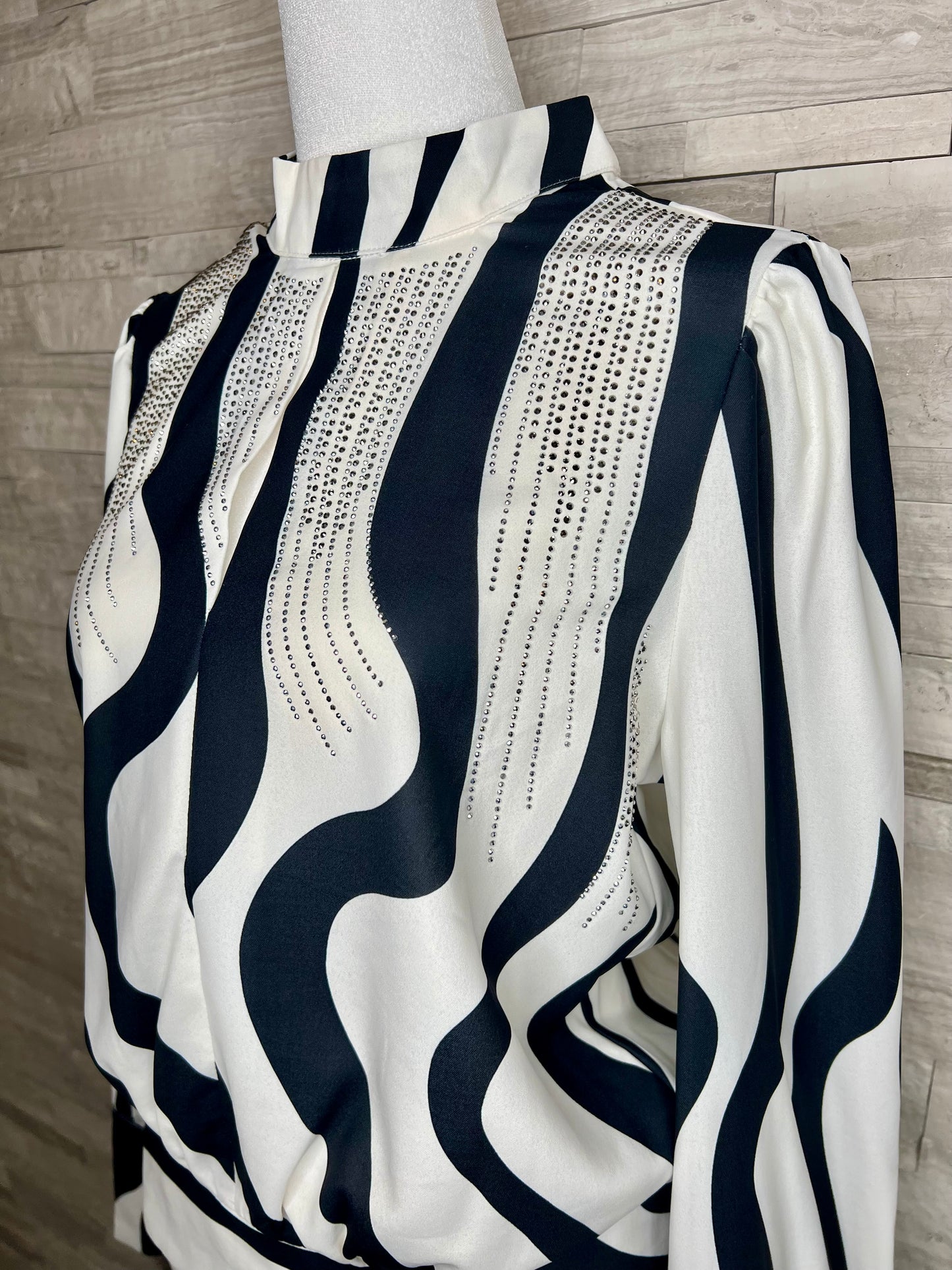 STRIPES RHINESTONE BLOUSE