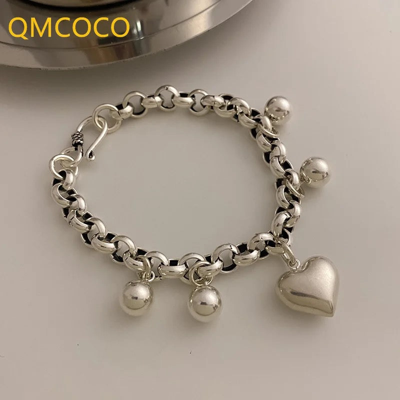 HEART SHAPE PENDANT LINK BRACELET