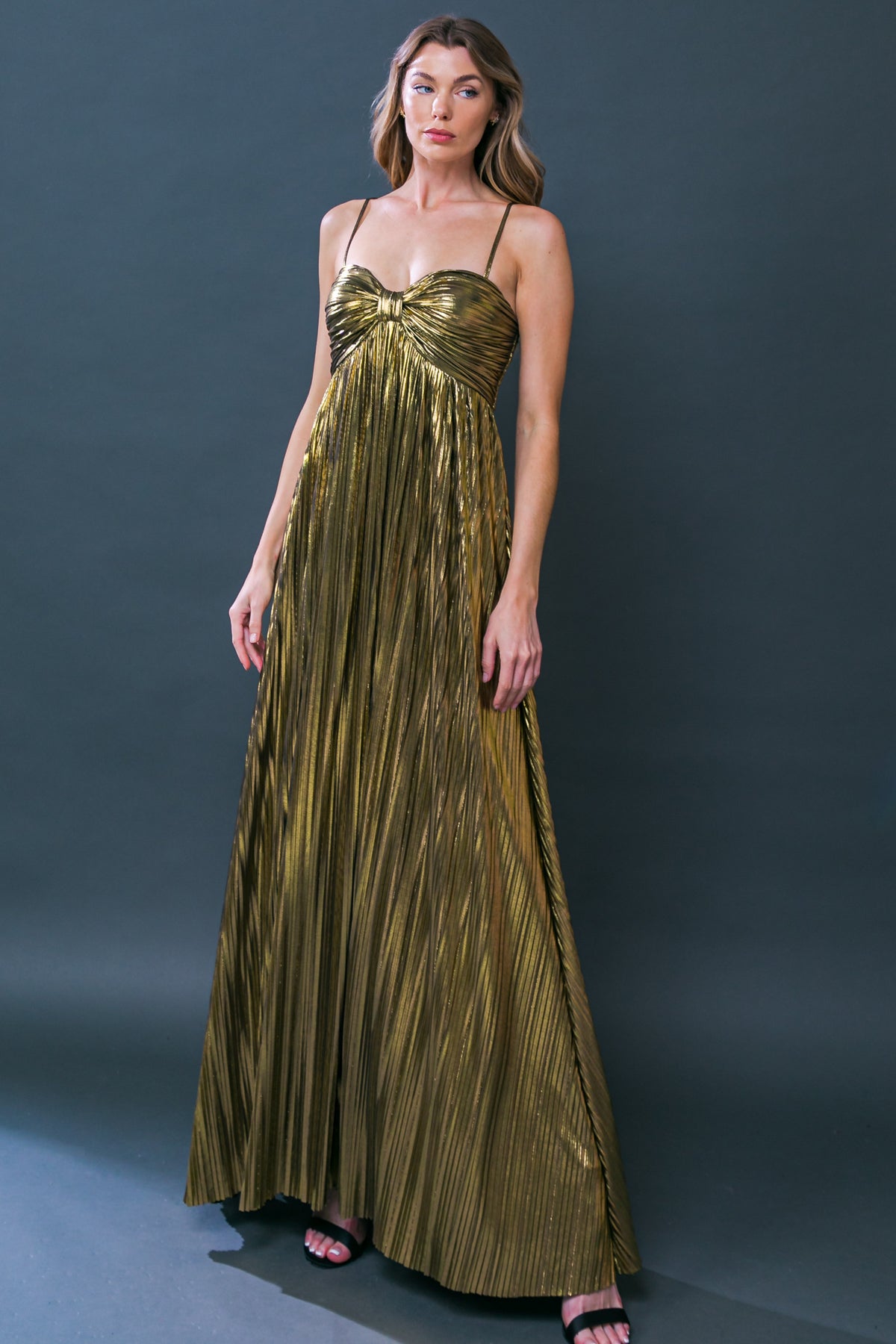 FOILED MAXI PARTY DRESS