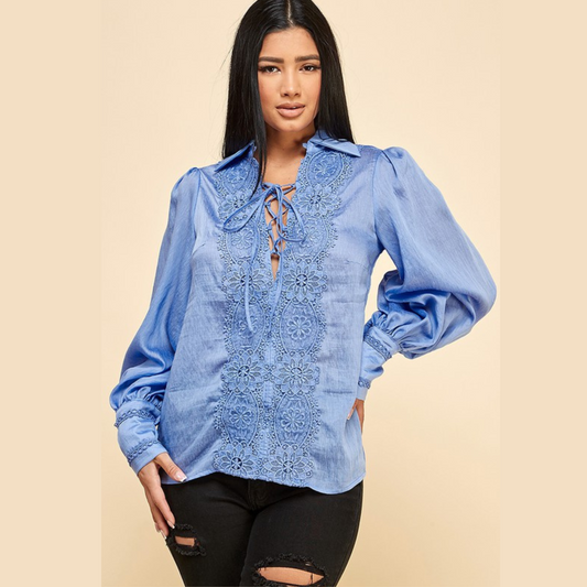 EMBROIDERED LONG SLEEVE BLOUSE