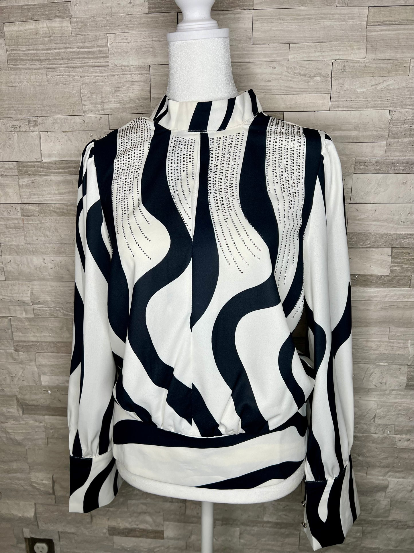 STRIPES RHINESTONE BLOUSE