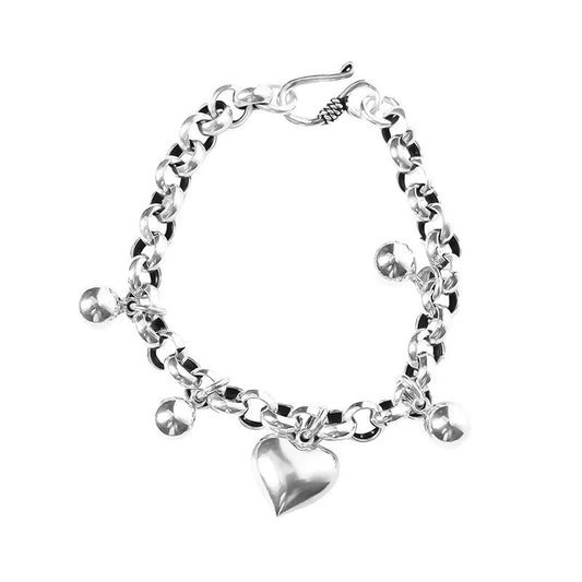 HEART SHAPE PENDANT LINK BRACELET