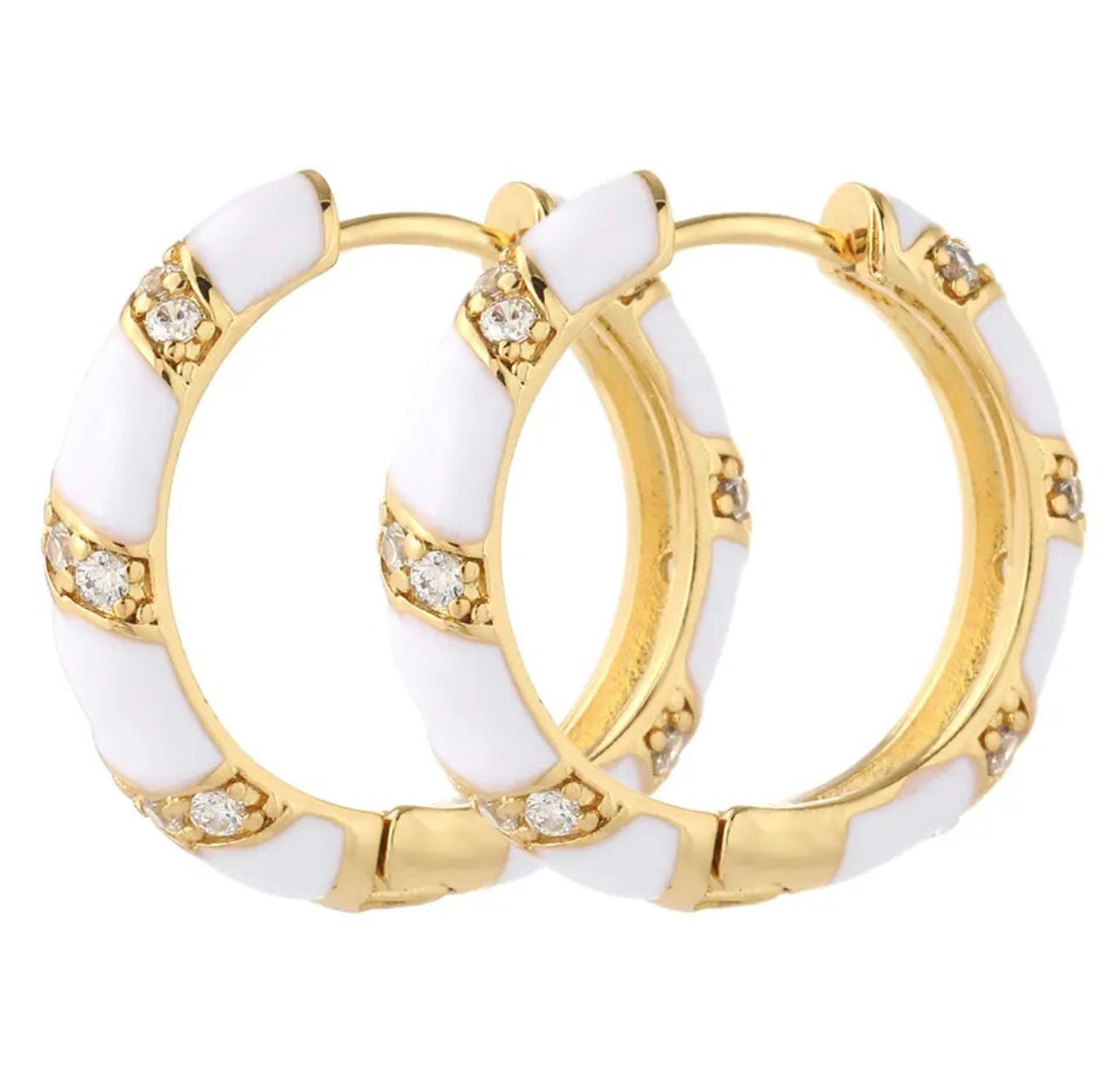 COLORFUL ENAMEL RHINESTONE HOOPS