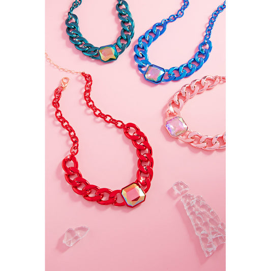 OCTAGON METAL CHAIN NECKLACE