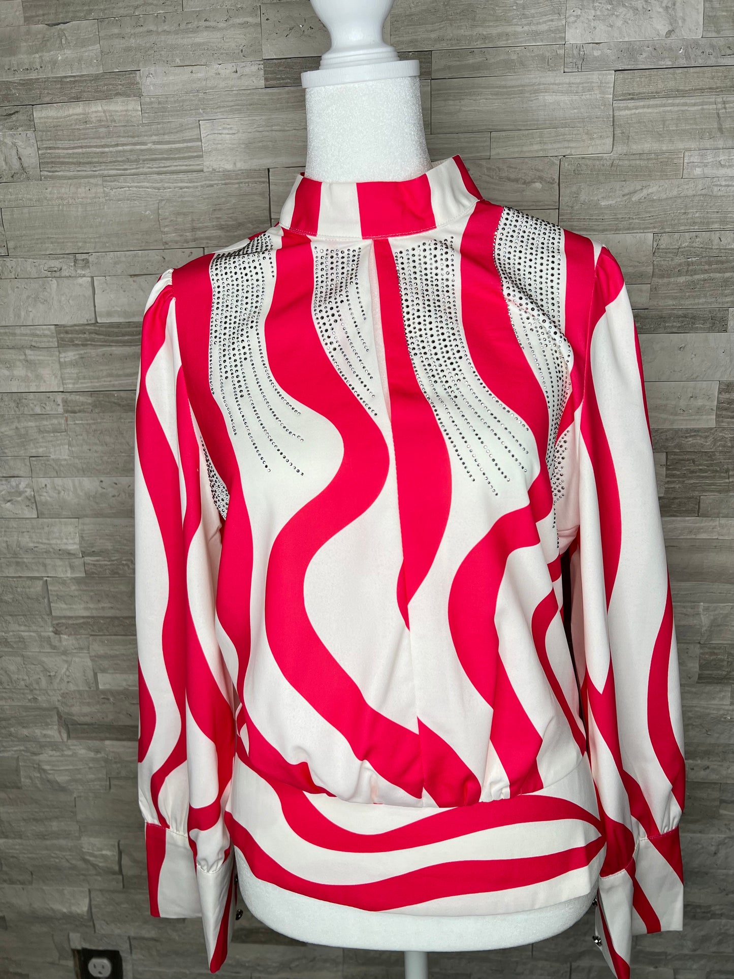 STRIPES RHINESTONE BLOUSE