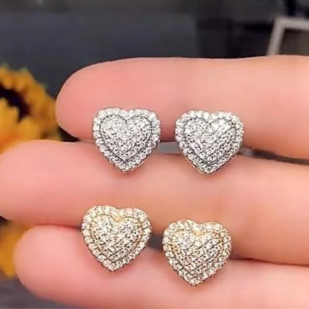 HEART SHAPE CRYSTAL STUD EARRINGS