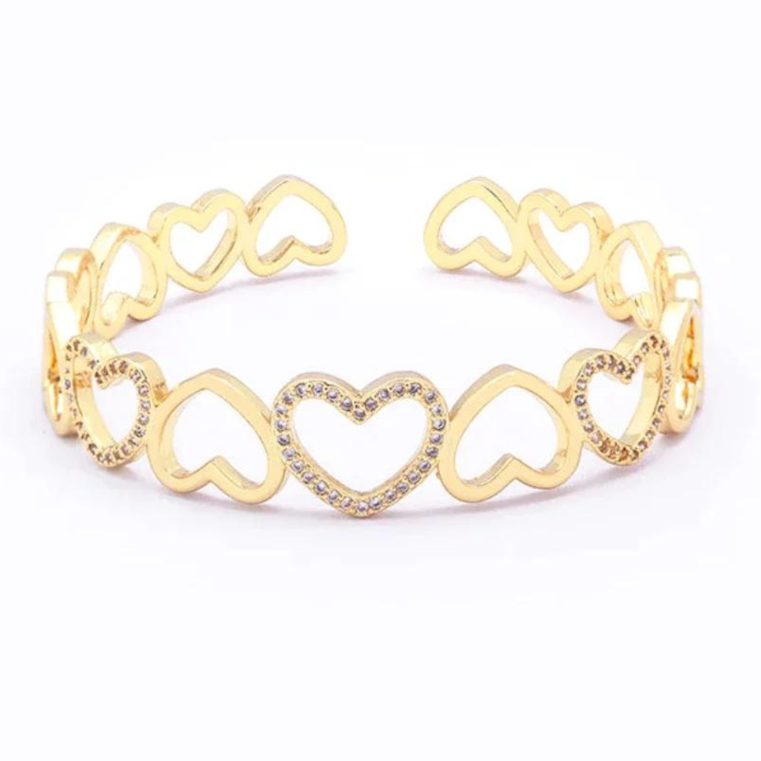 OPEN HEART CUFF BANGLE WITH CRYSTALS