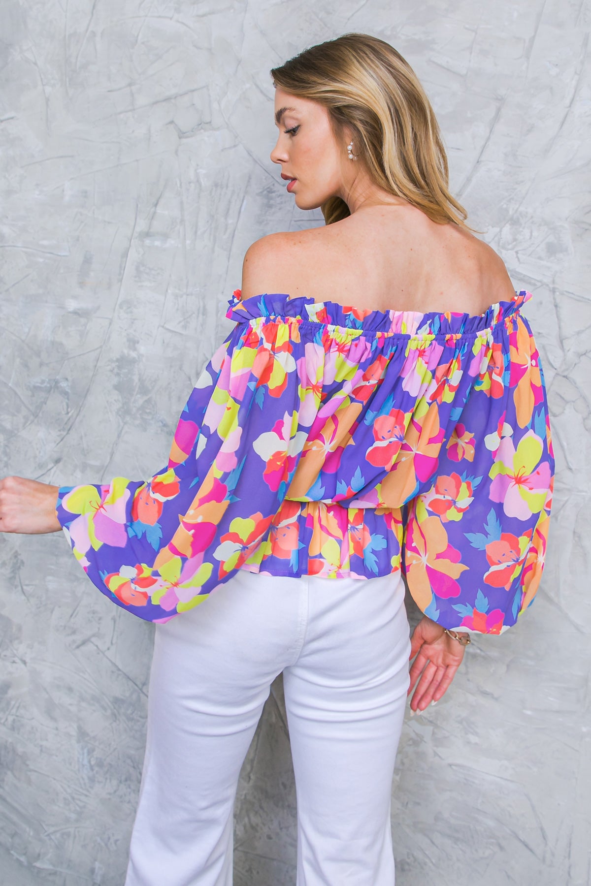 OFF SHOULDER FLORAL PEPLUM BLOUSE