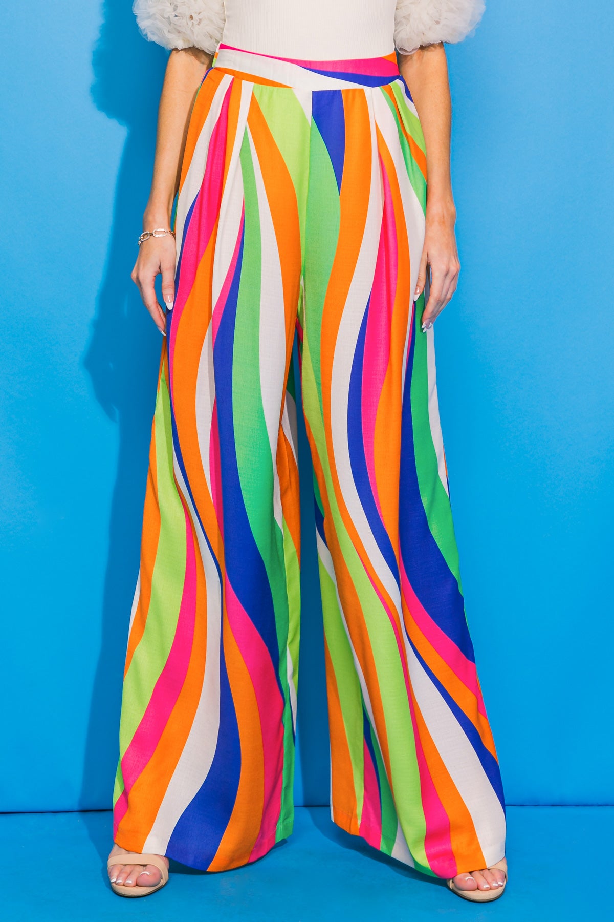 MULTI COLOR PRINTED WIDE LEG PANTS