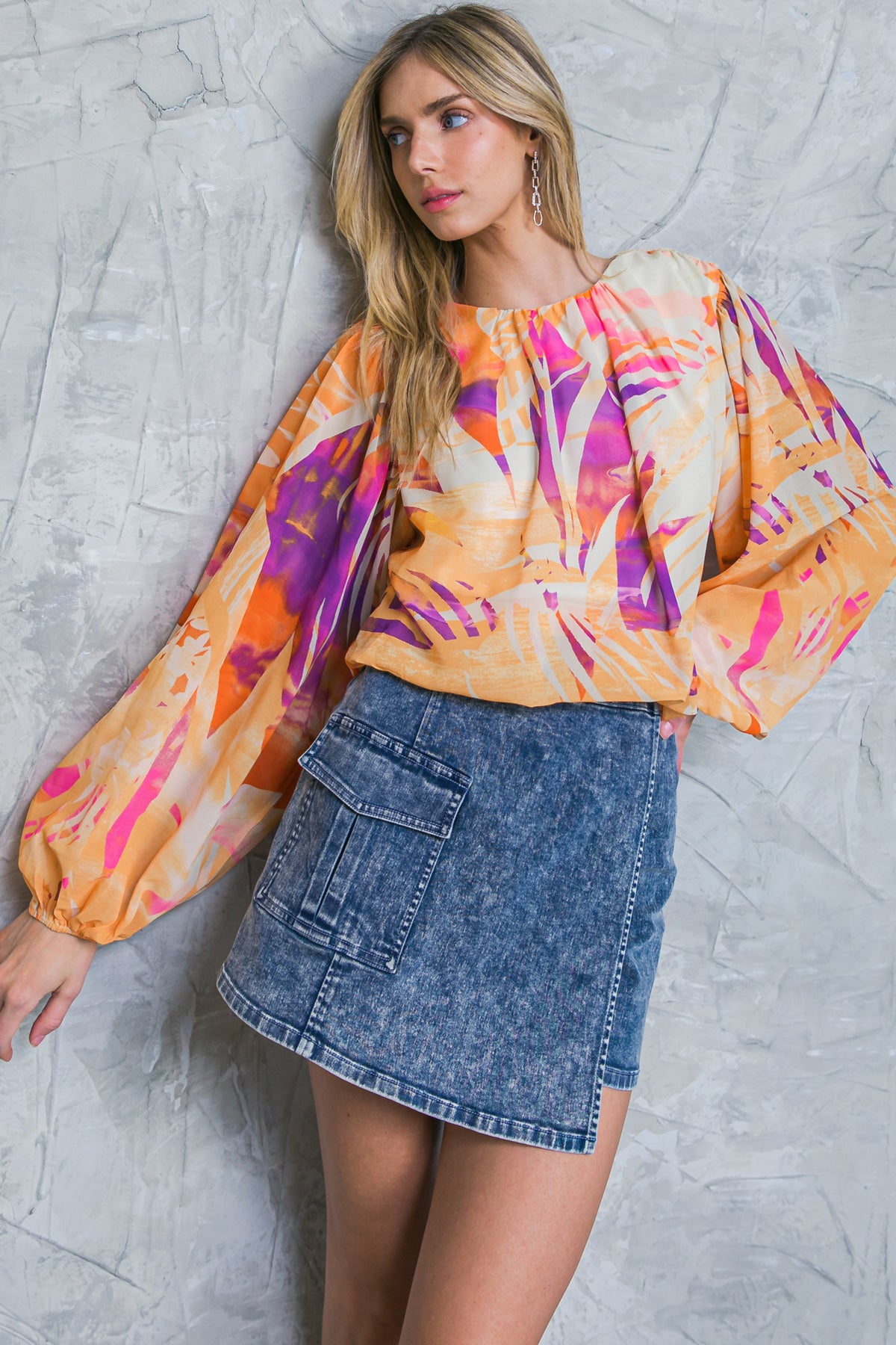 MULTI COLOR PALM PRINT BLOUSE