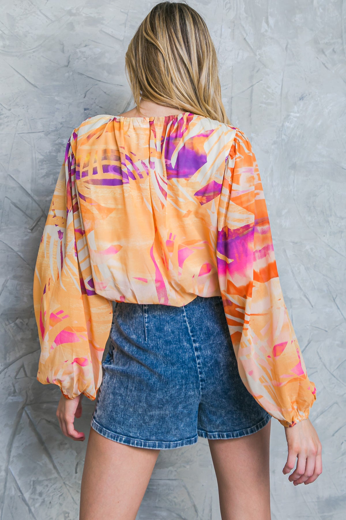 MULTI COLOR PALM PRINT BLOUSE