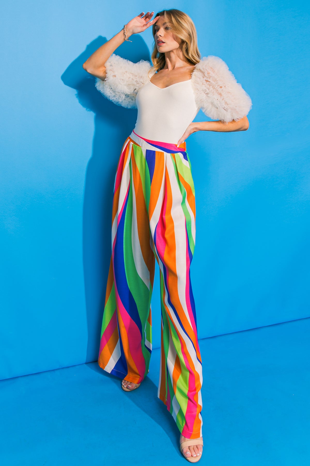 MULTI COLOR PRINTED WIDE LEG PANTS