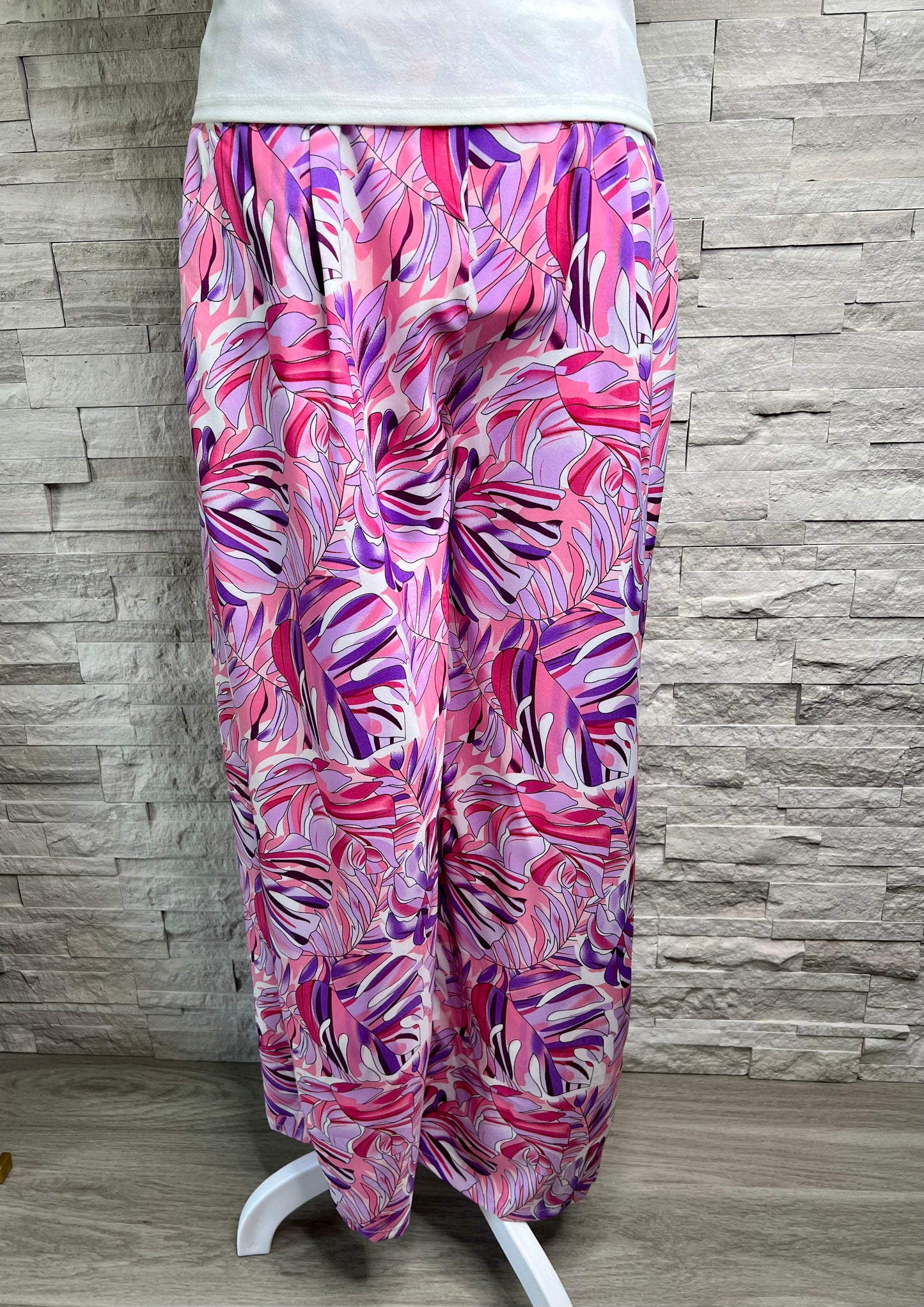 HIGH WAIST PRINT WIDE LEG PANTS