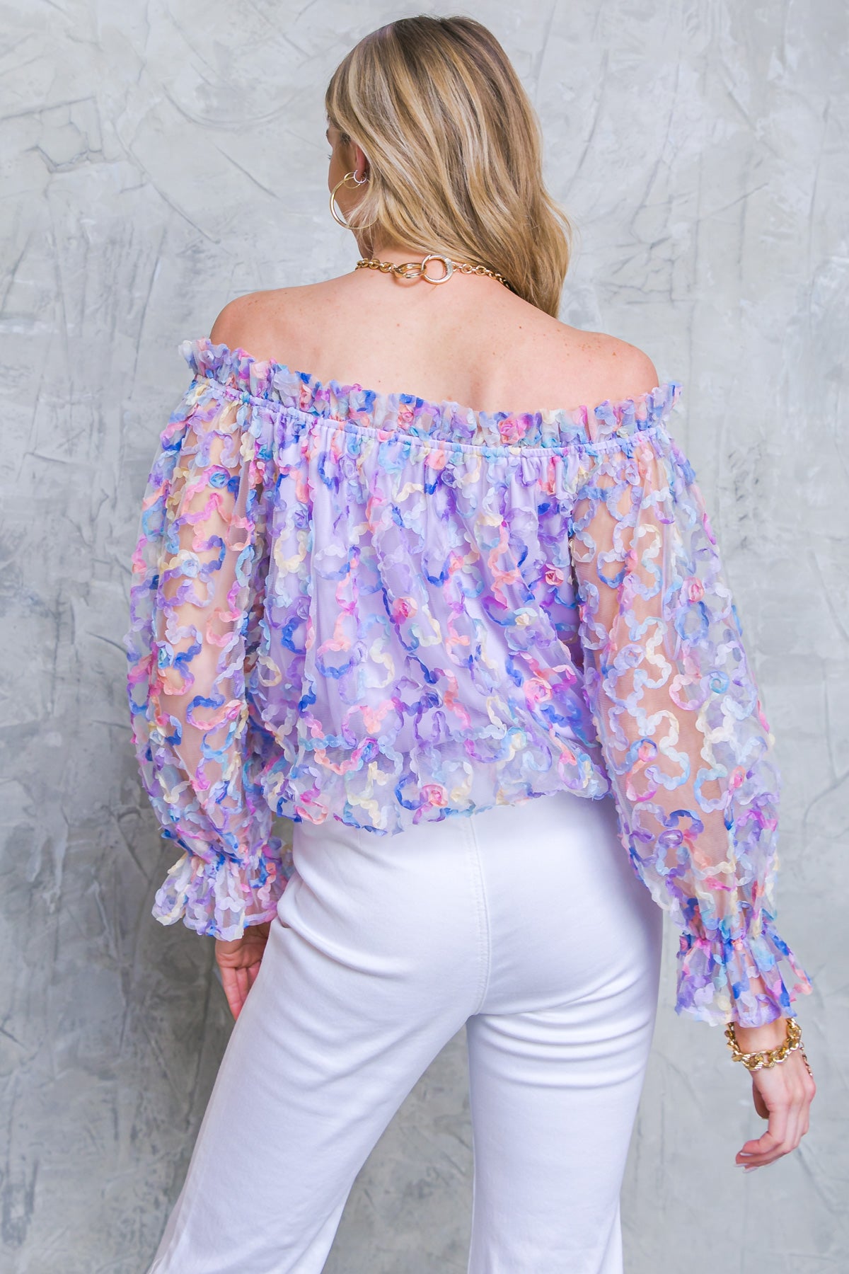 OFF SHOULDER PEASANT SLEEVE BLOUSE