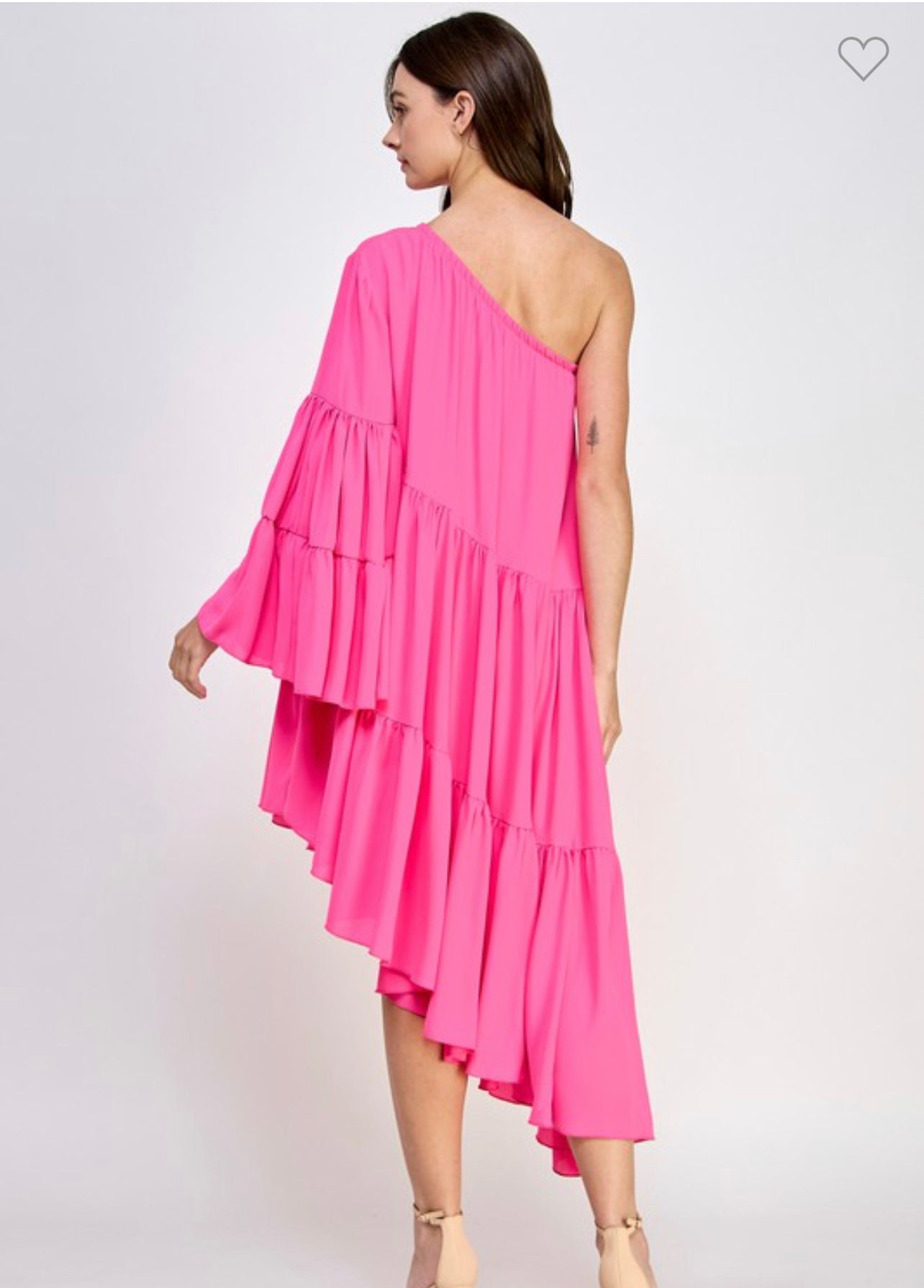 ONE SHOULDER SHIRRED DRESS