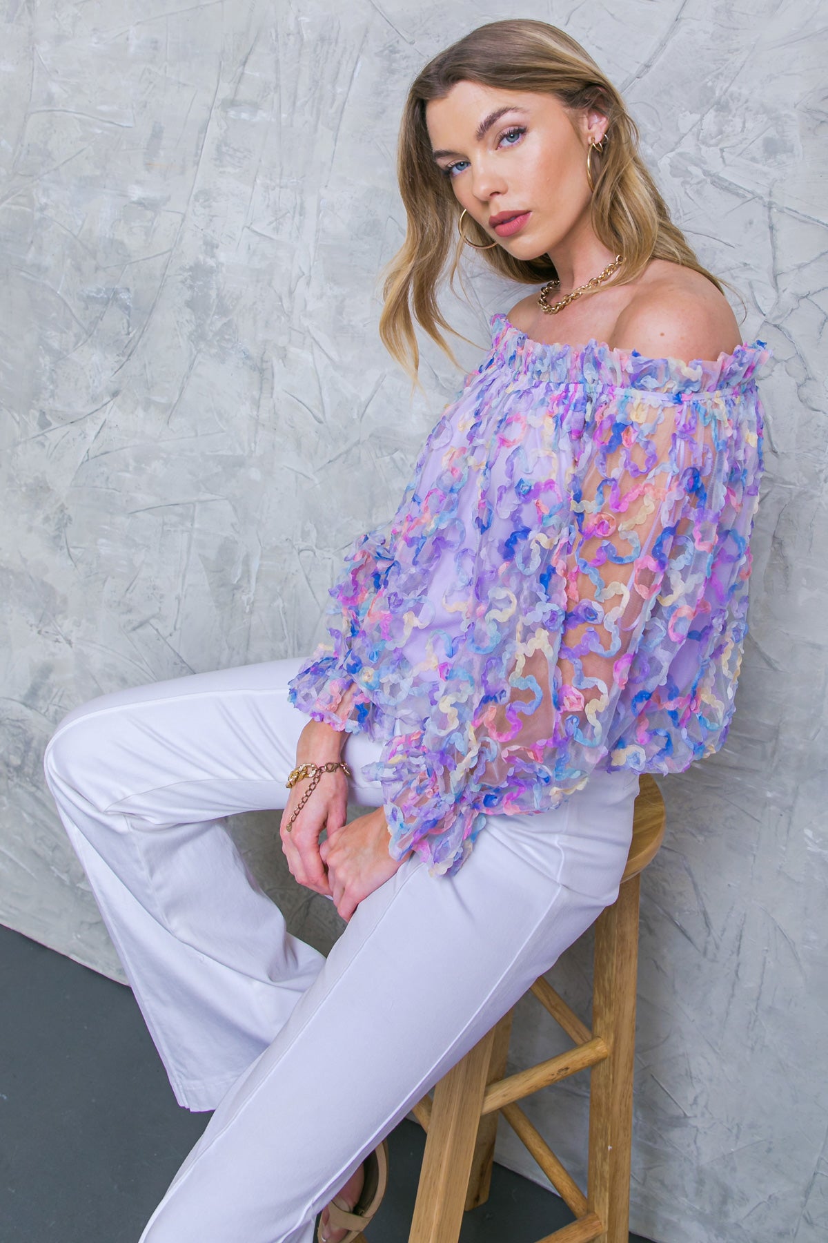 OFF SHOULDER PEASANT SLEEVE BLOUSE