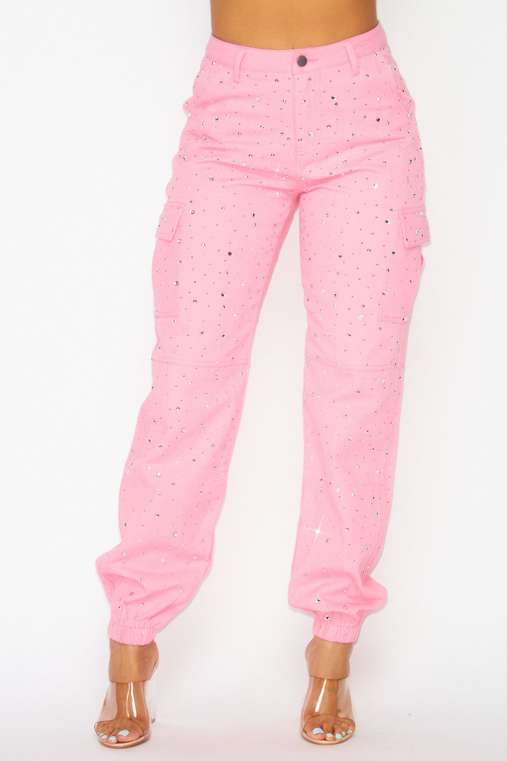 RHINESTONE CARGO JOGGER PANTS