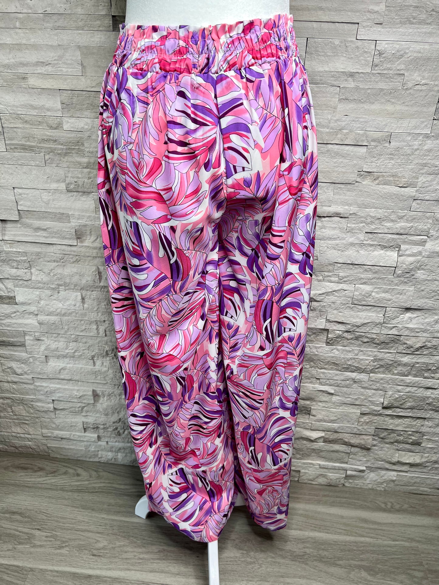 HIGH WAIST PRINT WIDE LEG PANTS