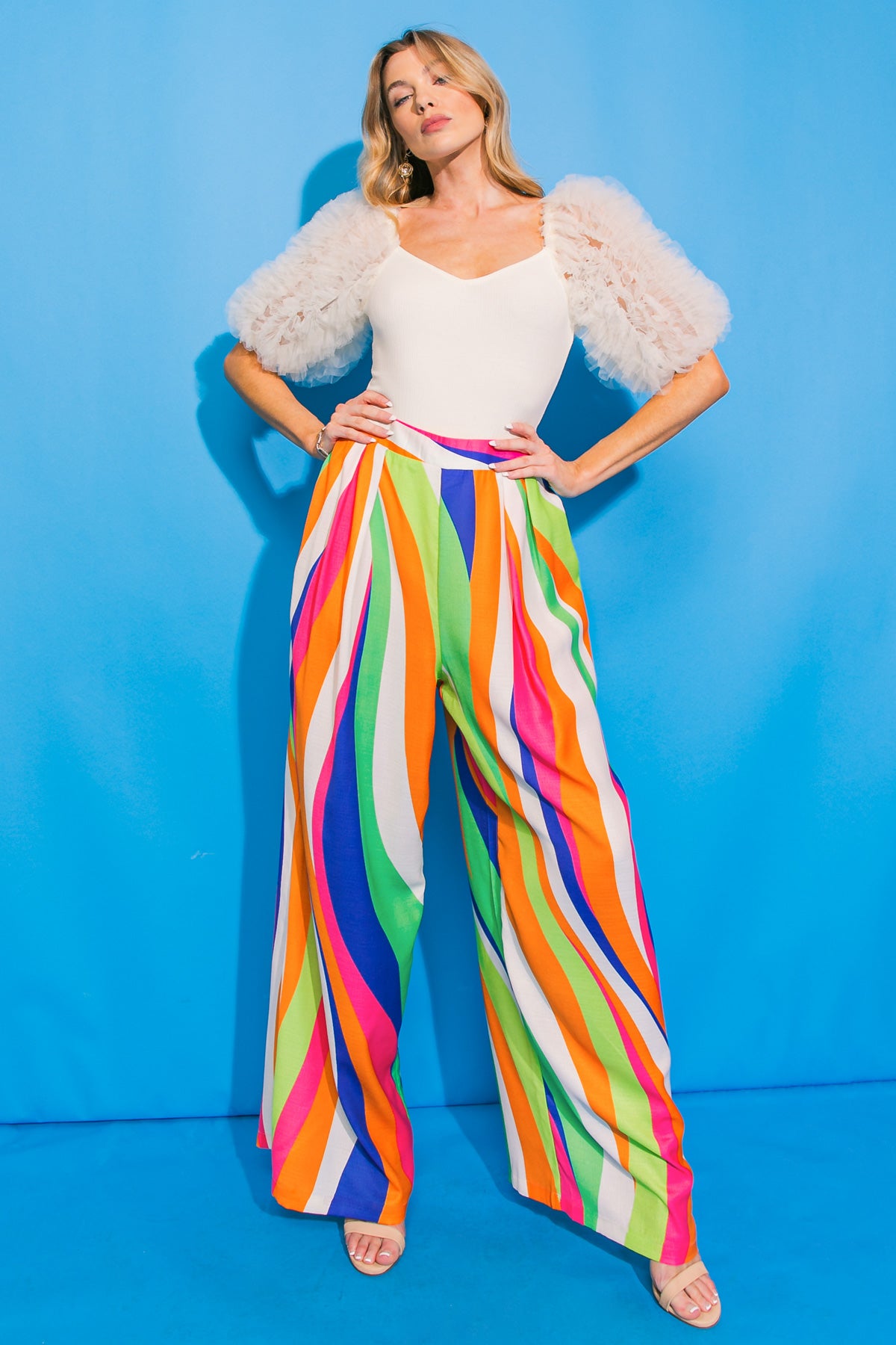 MULTI COLOR PRINTED WIDE LEG PANTS