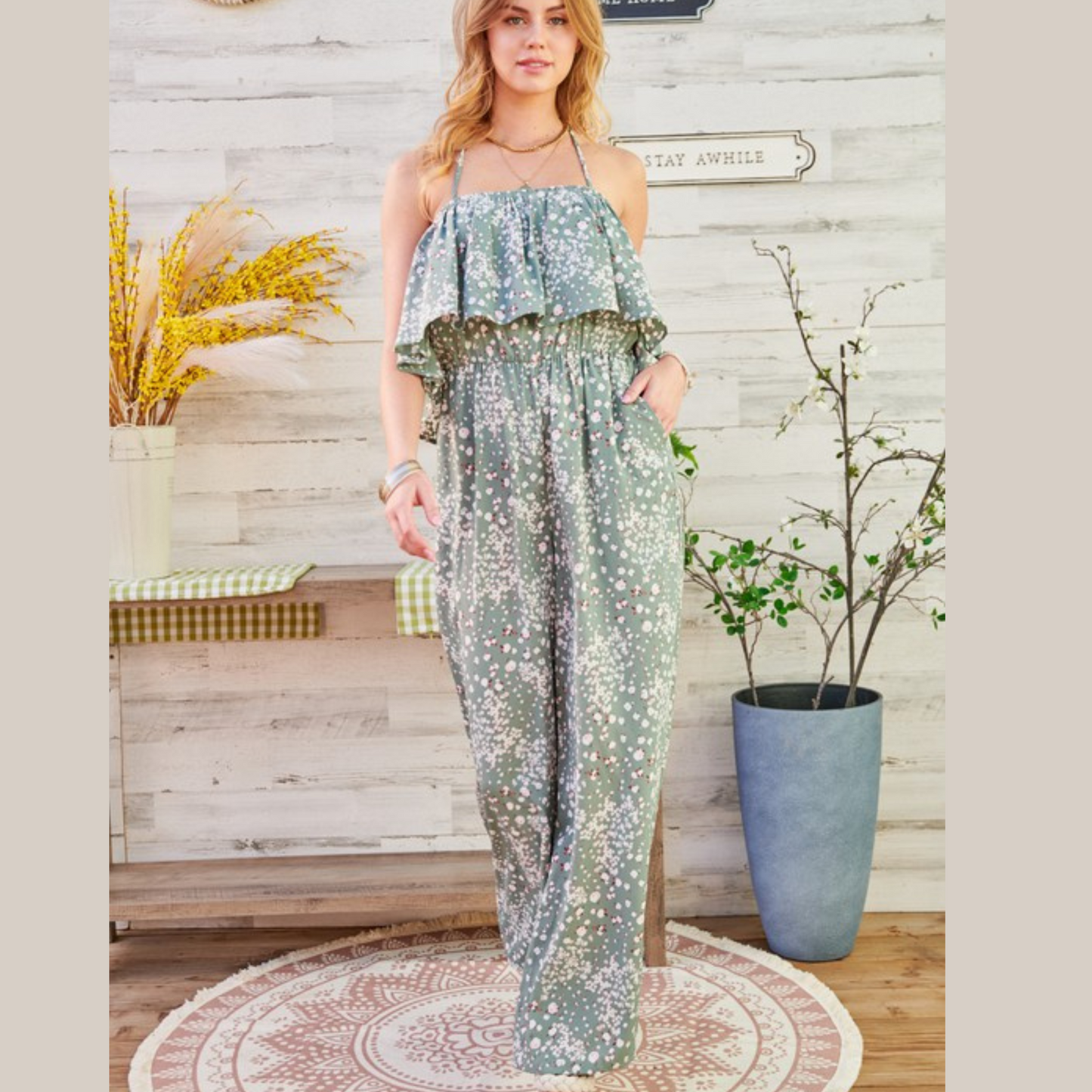 HALTER PRINTED JUMPSUIT