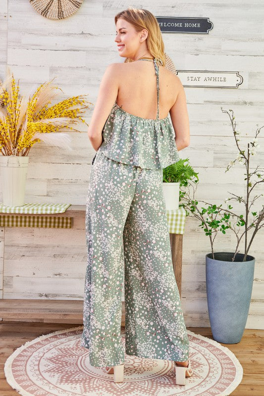 HALTER PRINTED JUMPSUIT