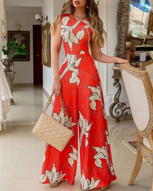 PRINT BACKLESS WIDE LEG JUMPSUIT