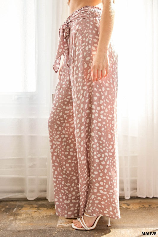 RAYON GAUZE PRINTED WIDE PANTS