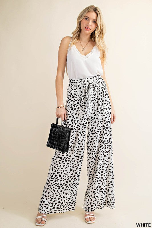 RAYON GAUZE PRINTED WIDE PANTS