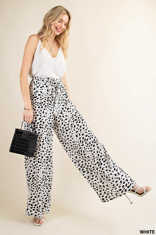 RAYON GAUZE PRINTED WIDE PANTS