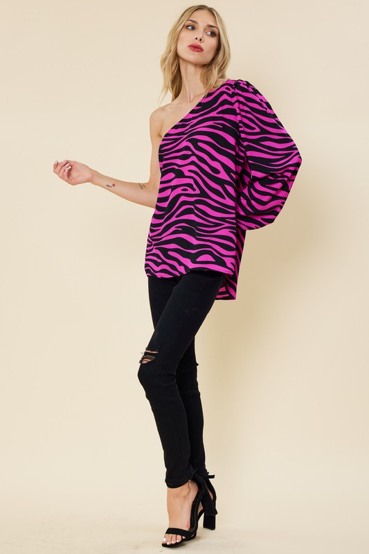 ONE SHOULDER ZEBRA TOP