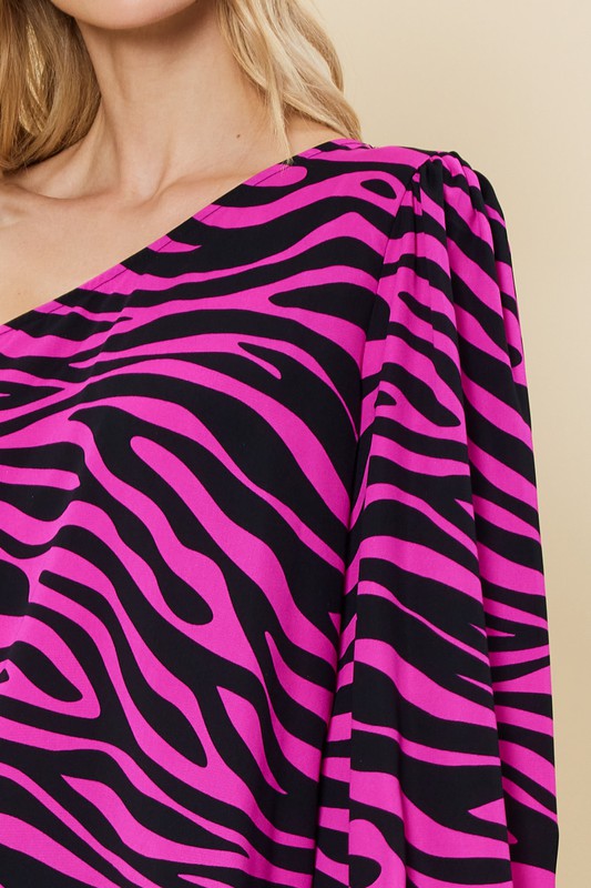 ONE SHOULDER ZEBRA TOP