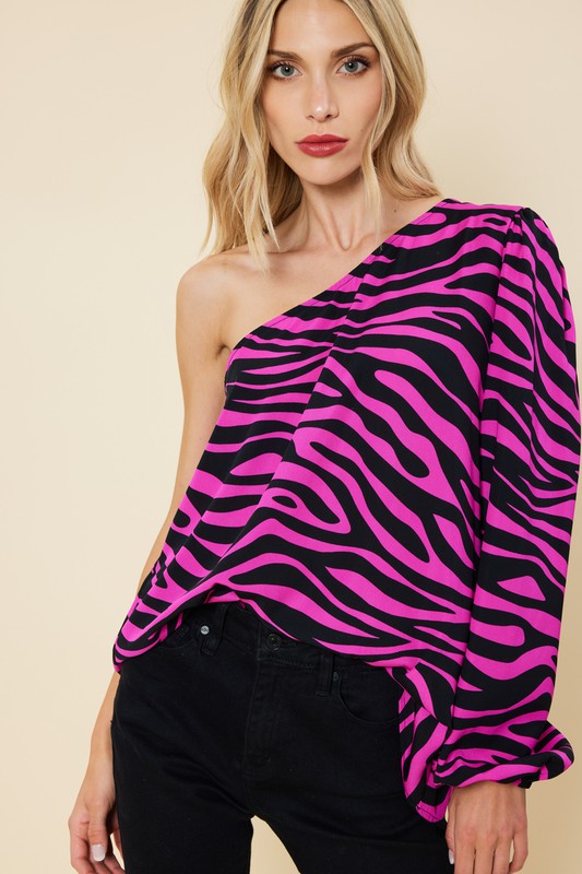 ONE SHOULDER ZEBRA TOP