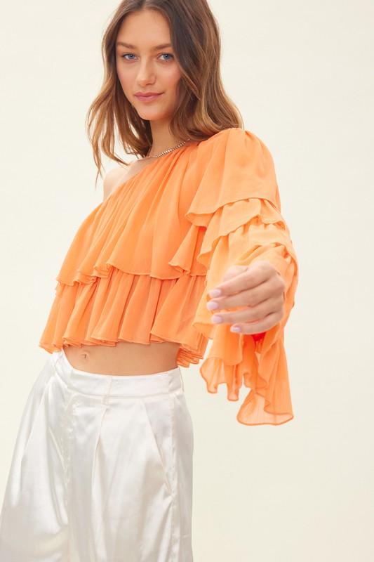 ONE SHOULDER  RUFFLE TOP