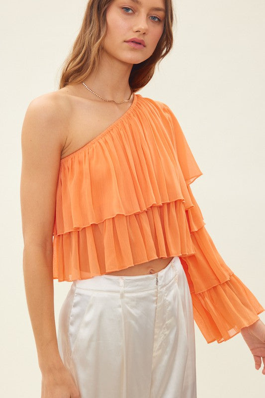 ONE SHOULDER  RUFFLE TOP