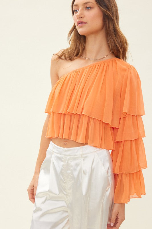 ONE SHOULDER  RUFFLE TOP