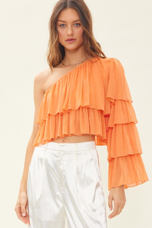 ONE SHOULDER  RUFFLE TOP