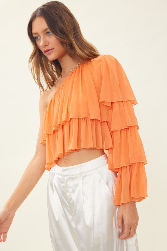 ONE SHOULDER  RUFFLE TOP