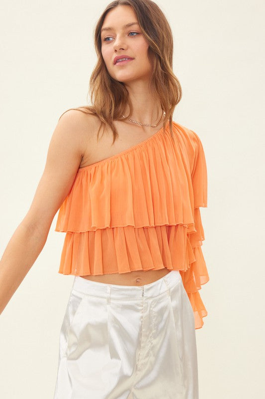 ONE SHOULDER  RUFFLE TOP