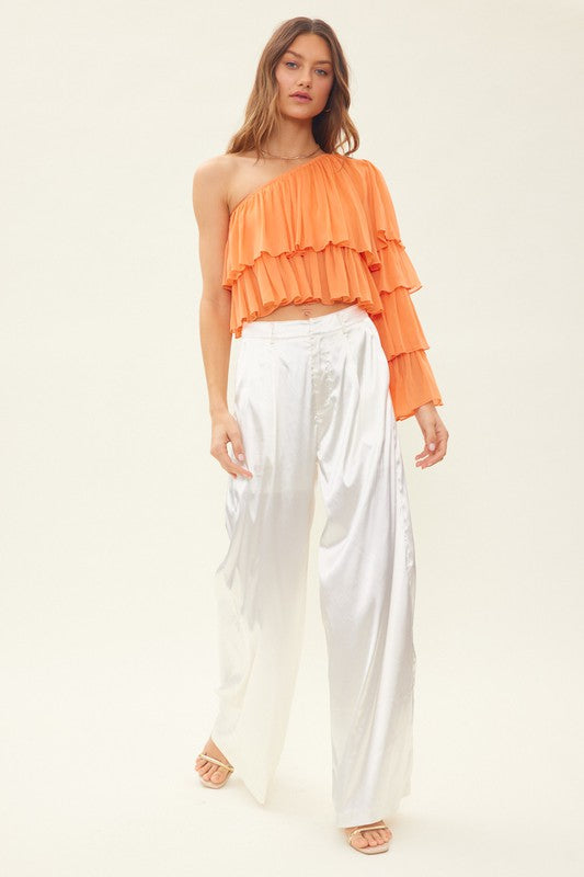 ONE SHOULDER  RUFFLE TOP