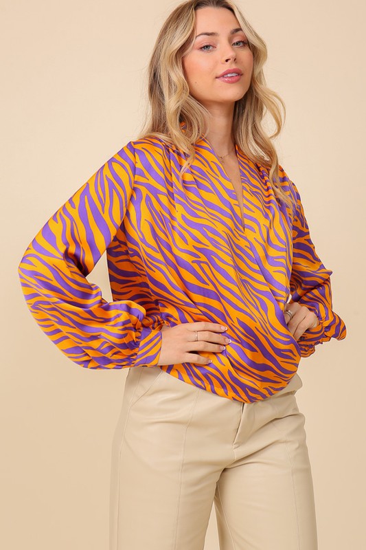 LONG SLEEVE ZEBRA BLOUSE