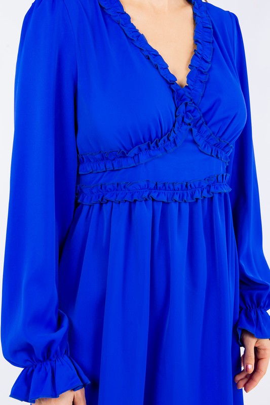 LONG SLEEVE RUFFLE DRESS  Cinderella's Closet Boutique