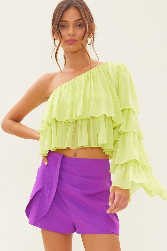 ONE SHOULDER  RUFFLE TOP