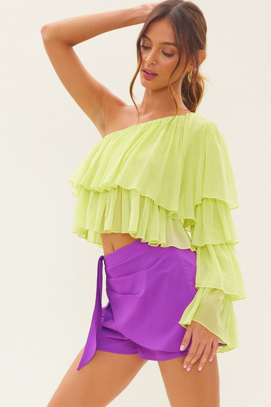 ONE SHOULDER  RUFFLE TOP