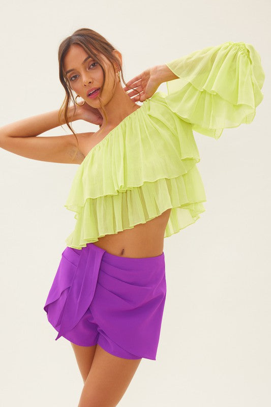 ONE SHOULDER  RUFFLE TOP