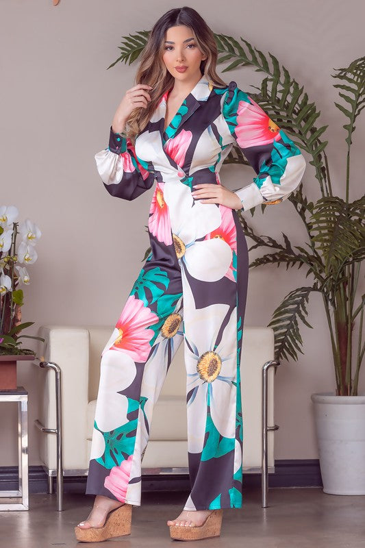 FLORAL FLARE JUMPSUIT