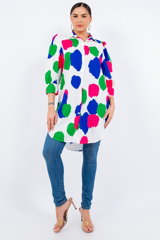 BUTTON DOWN COLORFUL TUNIC