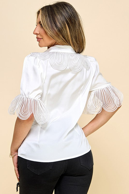 BUTTON DOWN LACE BLOUSE